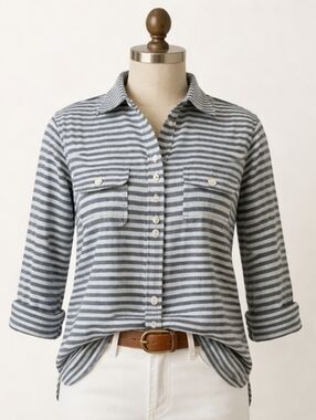 McLaughlin Striped Linen Blend Button-Up Shirt – Classic Coastal Style